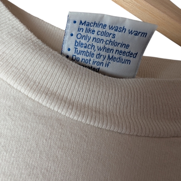 Vintage 90's Davis World final Sweden crew neck long sleeve White Cotton T shirt - Picture 7 of 8